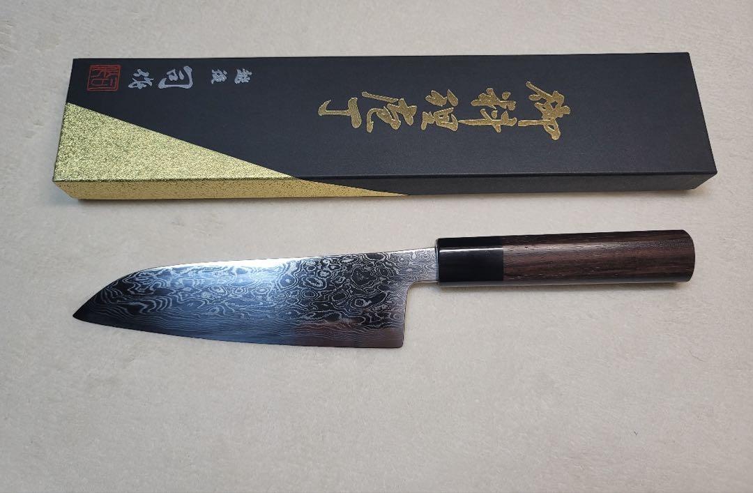 日野浦司作 ステンレス成層ATS34 Santoku 170mm