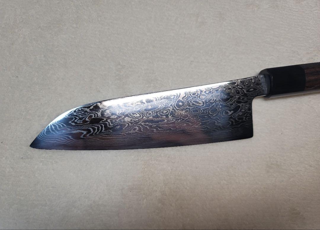 日野浦司作 ステンレス成層ATS34 Santoku 170mm