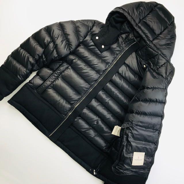 美品☆モンクレール・RIONフード ワッペン付ウール切替 ダウン