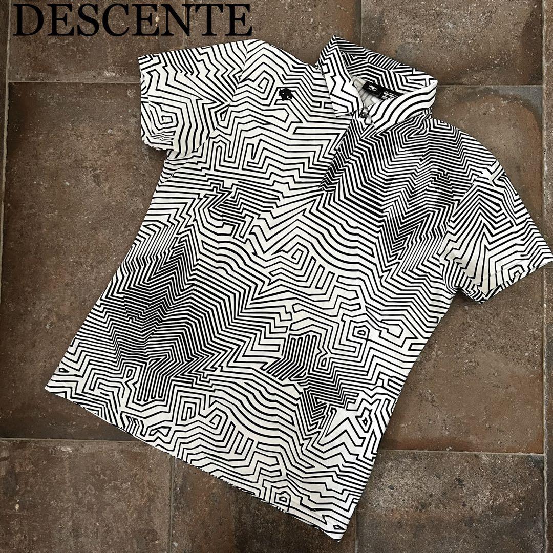 DESCENTE 枯山水 ショートスリーブシャツ　半袖　ポロシャツ　総柄