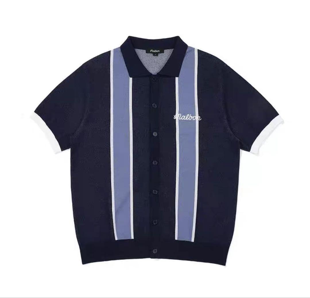 マルボンゴルフ ポロシャツ malbon golf メンズ シャツ 紺色XXL マルボンゴルフ ポロシャツ malbon golf メンズ シャツ 半袖