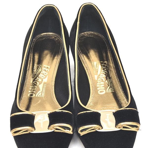 美品❤️フェラガモ ヴァラリボン ベロア パンプス 5.5(約22.5-23cm