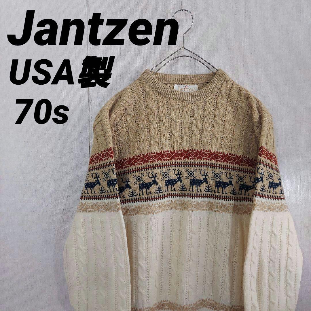 70S USA製 Jantzen ヴィンテージ トナカイ柄 スキーセーター