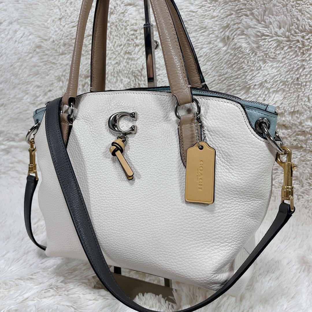 【未使用級】コーチ ハンドバッグ レミ サッチェル カラーブロック シボ Cロゴ
