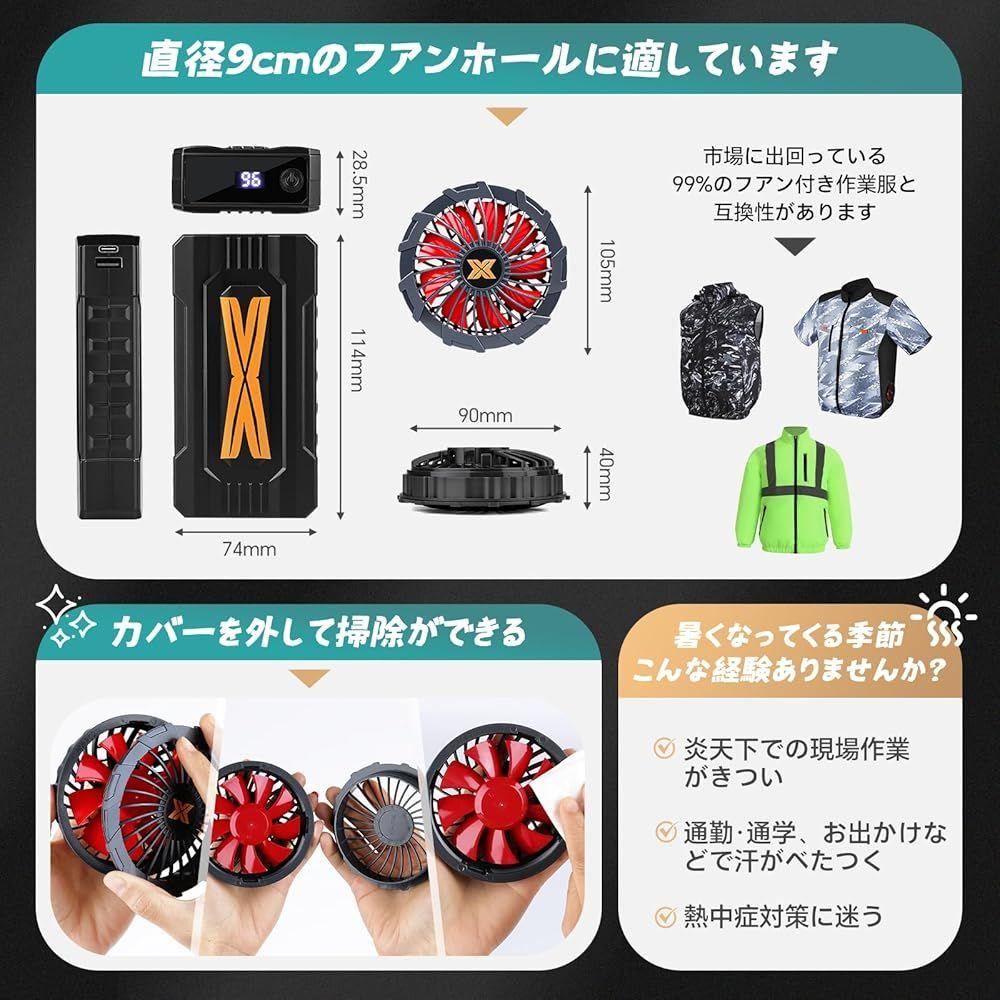 【新品】最強36V出力！ファンバッテリーセット 空調服 大容量20000mAh 新品】最強36V出力！ファンバッテリーセット 空調服 大容量