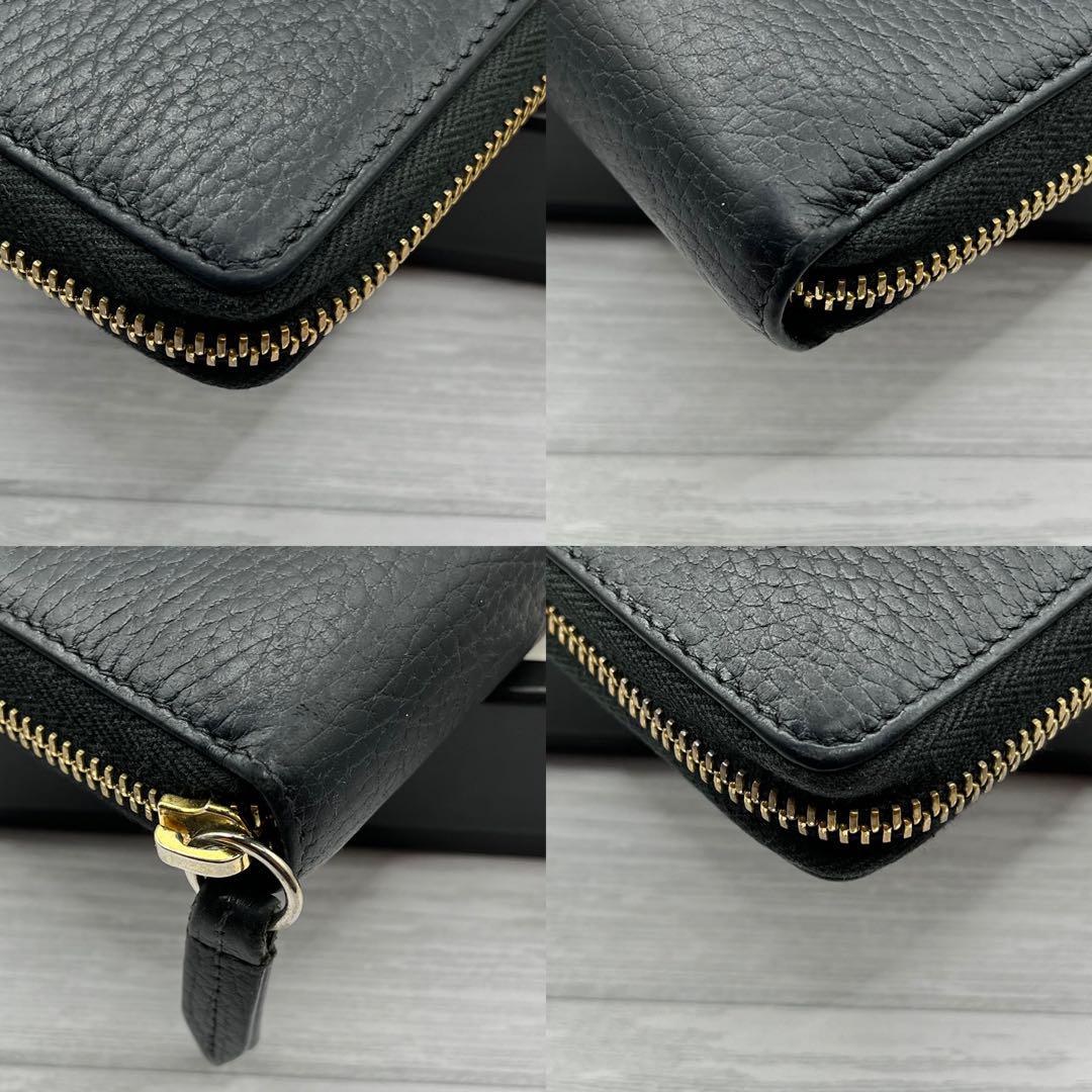 美品】GUCCI マーモント ラウンドファスナー 長財布 レザー ブラック 美品】GUCCI マーモント ラウンドファスナー 長財布 レザー ブラック