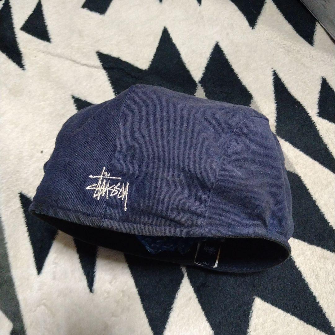 90s stussy 　ベレー帽　紺タグ　　Lサイズ　ネイビー　紺　中古