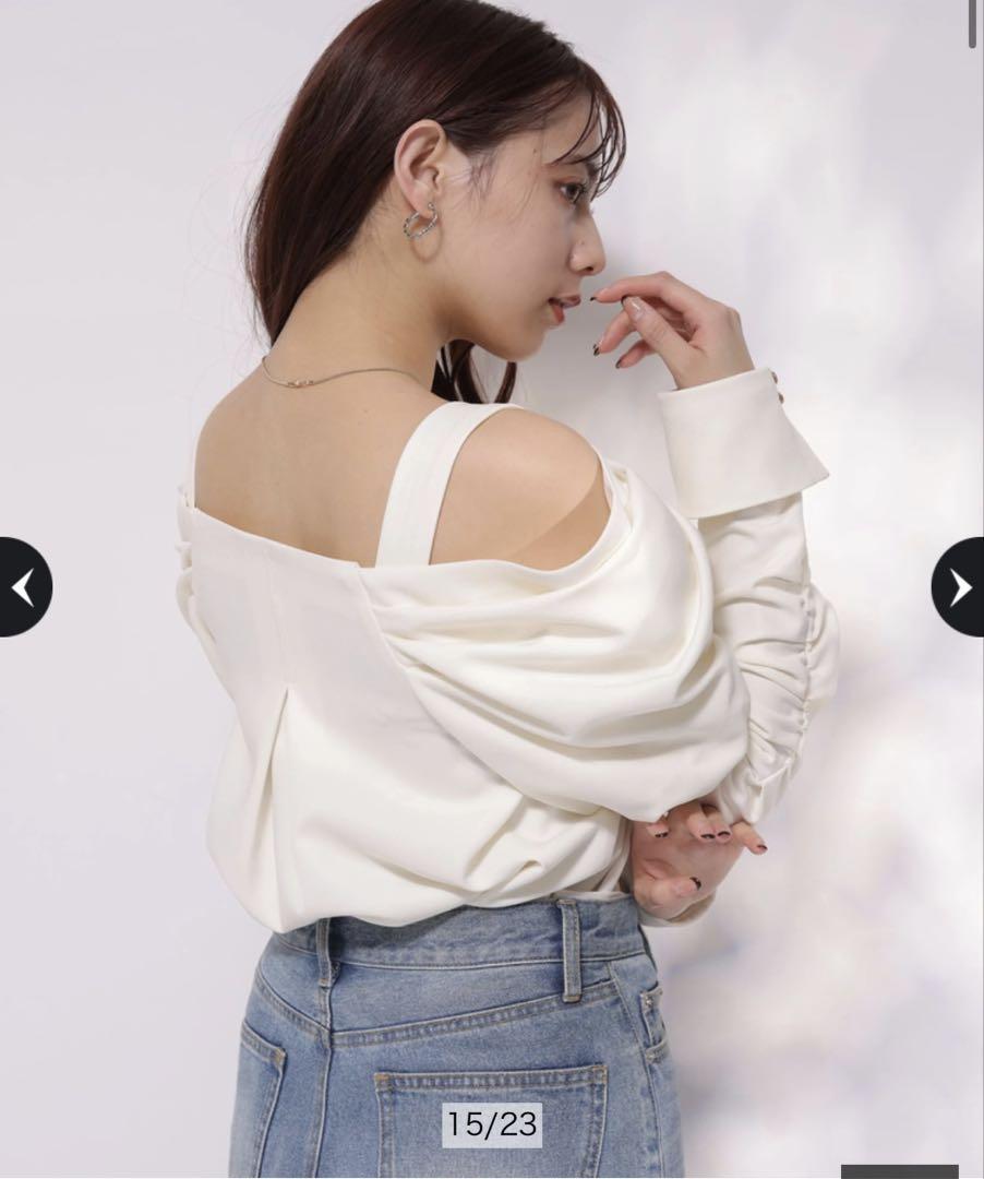 新品 マイストラーダ タック オフショル ブラウス 白 ホワイト