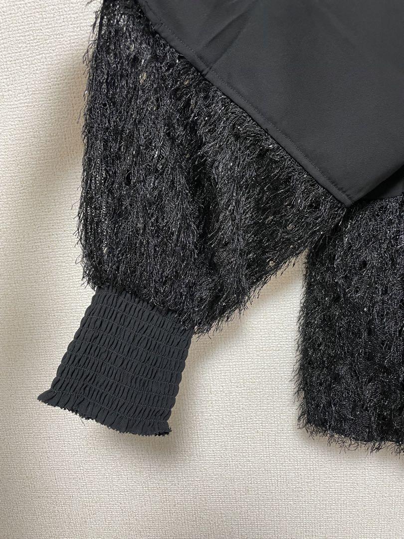 新品　バンドモケバルーンブラウス ブラック　ニコアンド　L