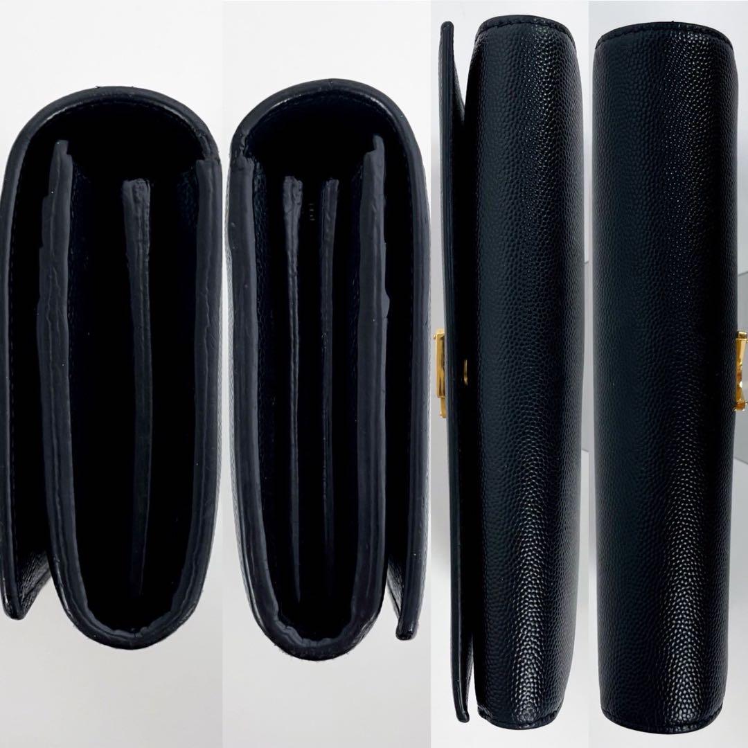 良品★サンローラン 長財布 キャビアスキン レザー ブラック YSL