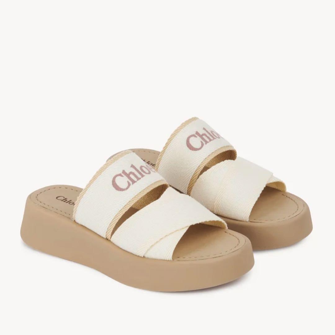 chloe “MILA”スライド Beige & White 37