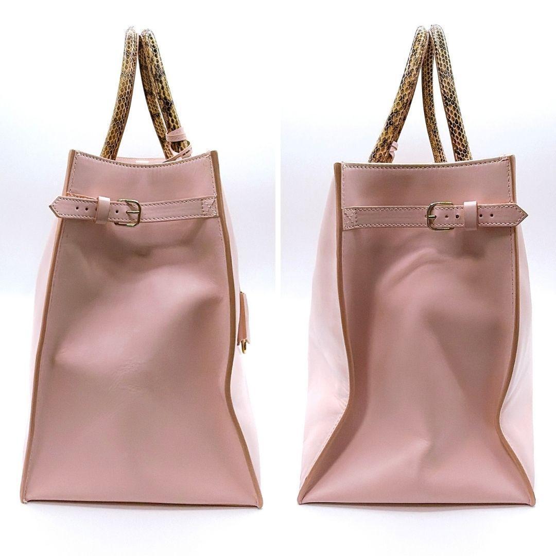 バレンシアガ レザー×パイソン 2WAYトートバッグ ピンク バレンシアガ レザー×パイソン 2WAYトートバッグ ピンク