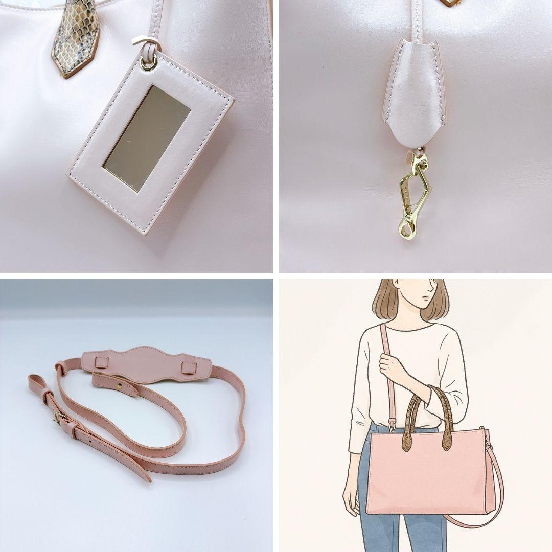 バレンシアガ レザー×パイソン 2WAYトートバッグ ピンク バレンシアガ レザー×パイソン 2WAYトートバッグ ピンク