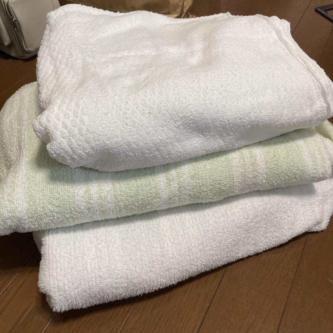 フラットタオルシーツused ３枚シミ少しあり