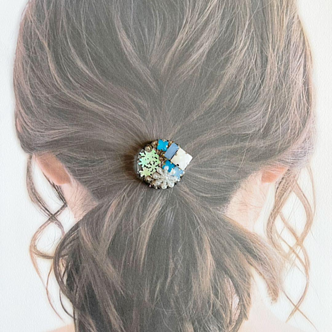 【在庫あり/即出荷可】 No.H478 ♡ ドライフラワー 蝶々 ブルー ♡ ヘアゴム レジン - ヘアゴム