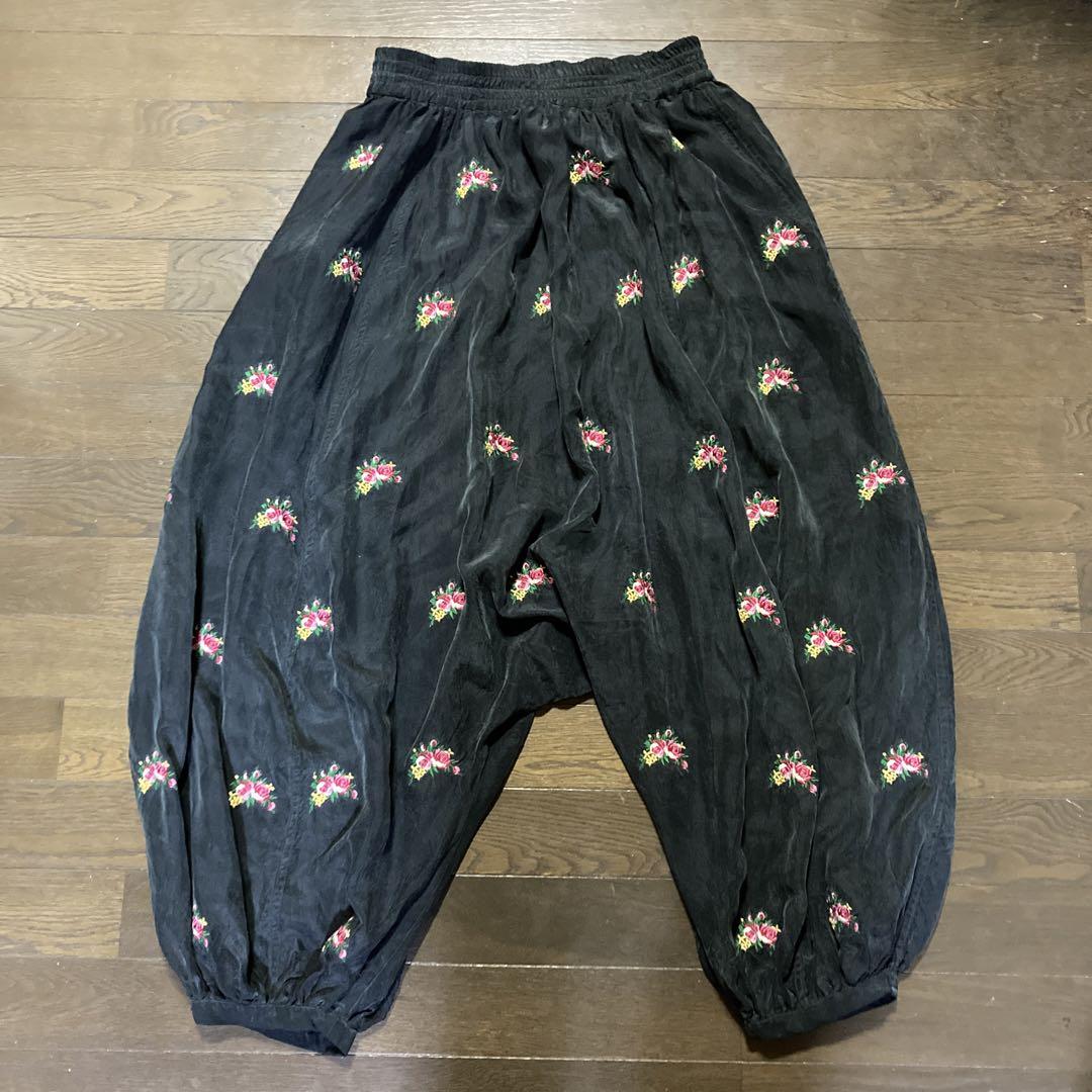 ヴィンテージSONIA RYKIELシルク100%全面刺繍バルーンパンツ