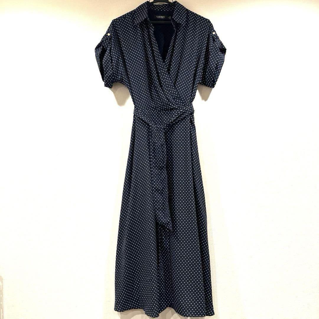 【美品】ローレンラルフローレン ドット フレア　半袖ワンピース