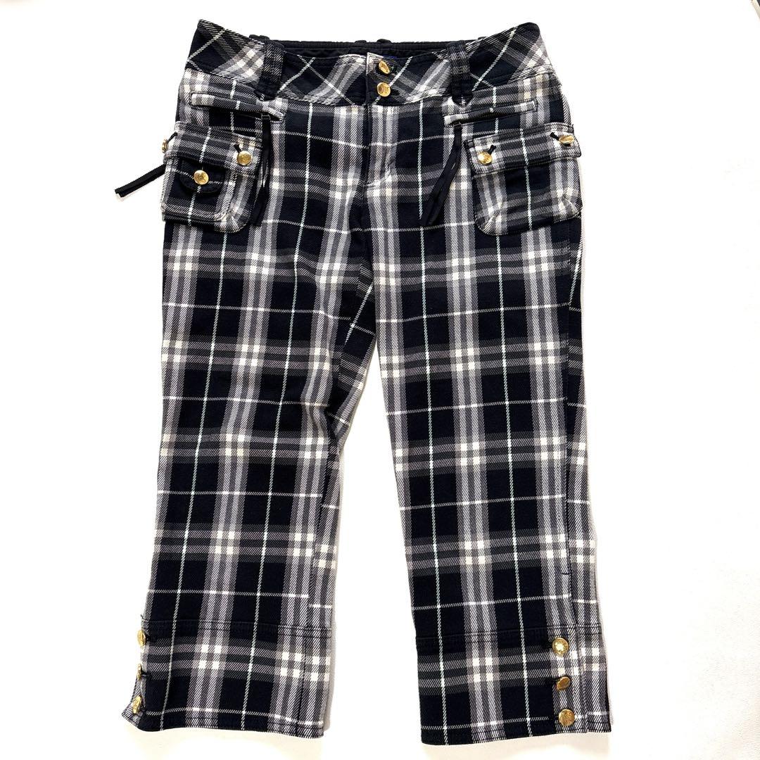 BURBERRY BLUE LABEL クロップドパンツ ホース刺繍 金ボタン