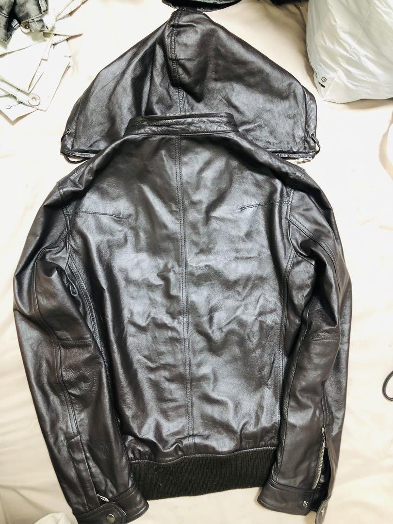 Michel Klein パリ フード付き　レザージャケット 本革 y2k 限定