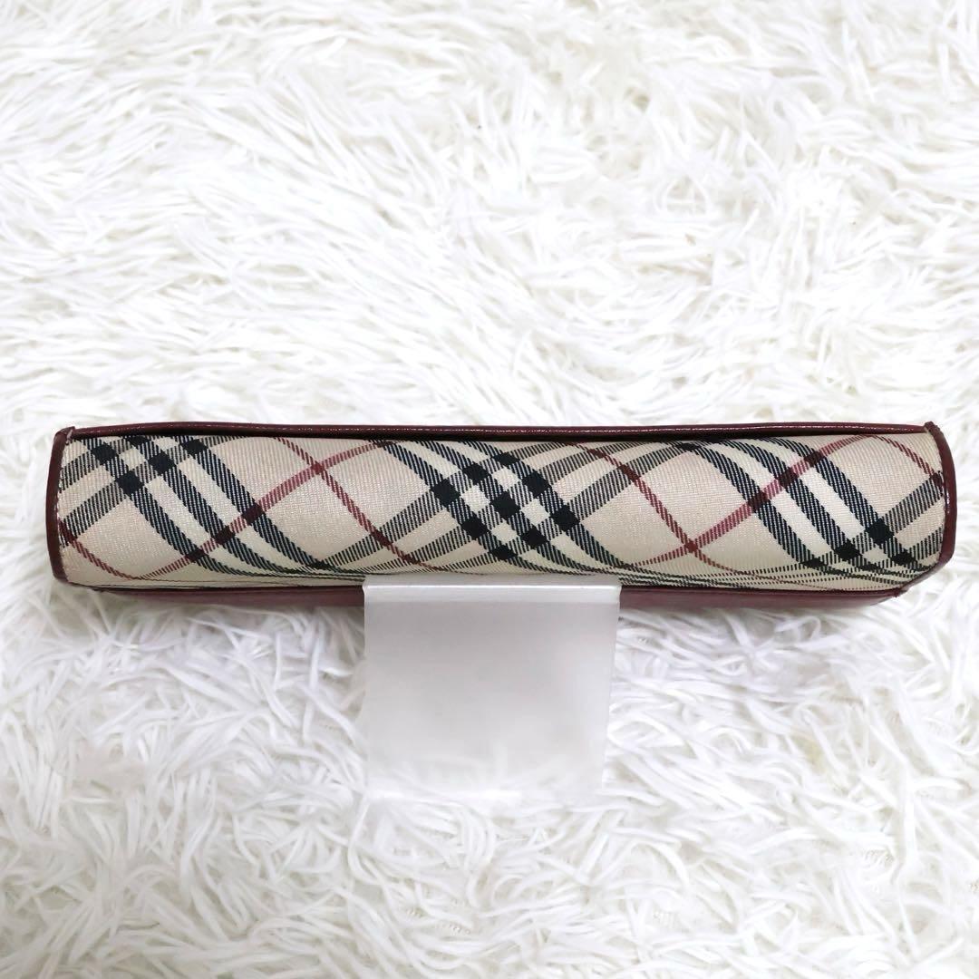 バーバリー ノバチェック がま口 長財布 二つ折り レッド