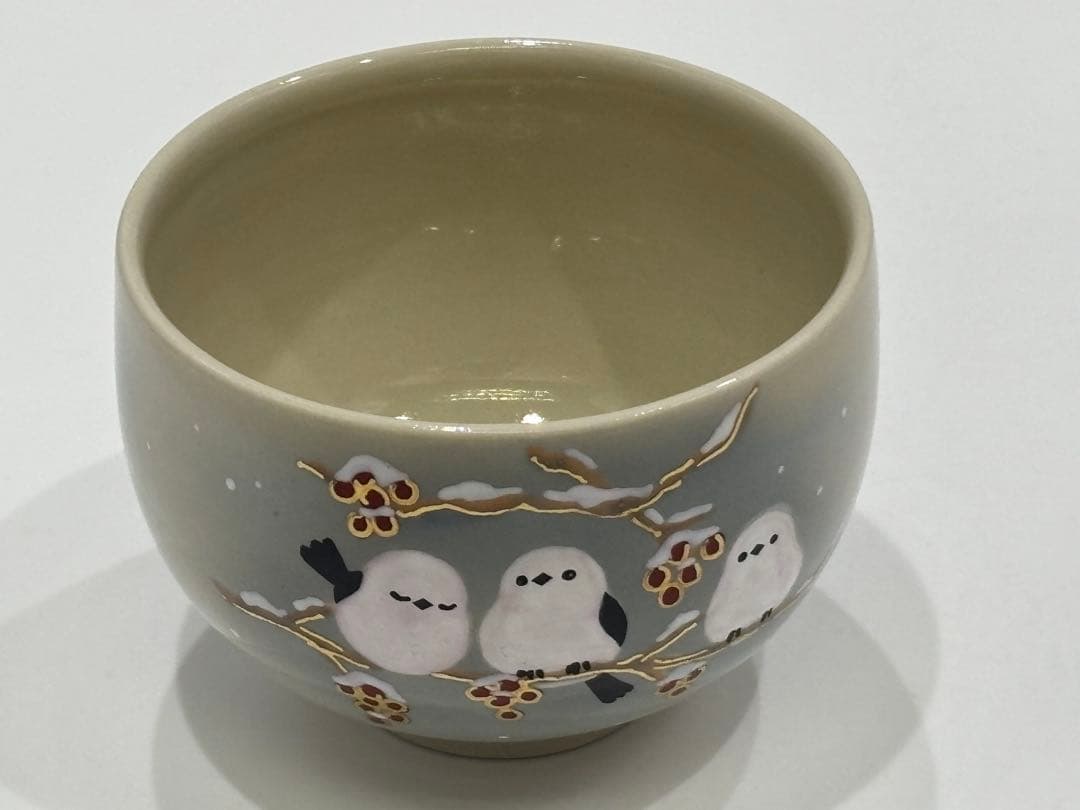 茶道具 シマエナガ小服茶碗 雪の妖精 茶碗 木箱 茶道具 シマエナガ小服茶碗 雪の妖精 茶碗 木箱