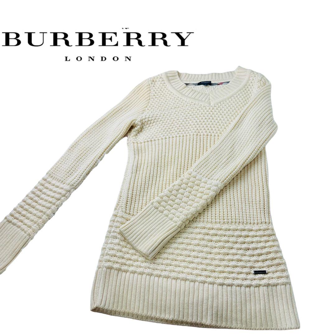 BURBERRY LONDON バーバリーロンドンシルク　長袖　ウールワンピース