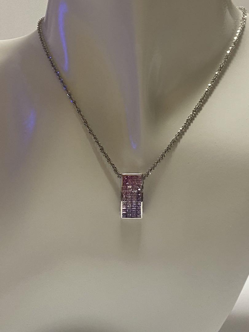 ゾッカイ K18WG サファイア ダイヤモンド ペンダントネックレス