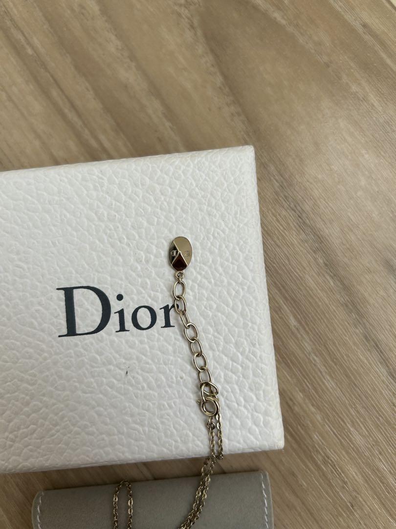 New123【美品】Diorゴールド CDロゴ ネックレス ピンクストーン
