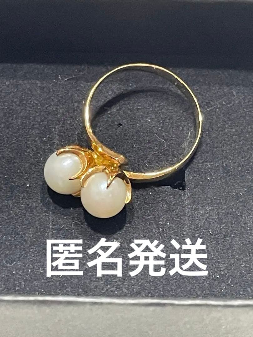 K18 トワエモアパールリング 13号 昭和レトロ ヴィンテージ 真珠 双子珠傷や汚れあり