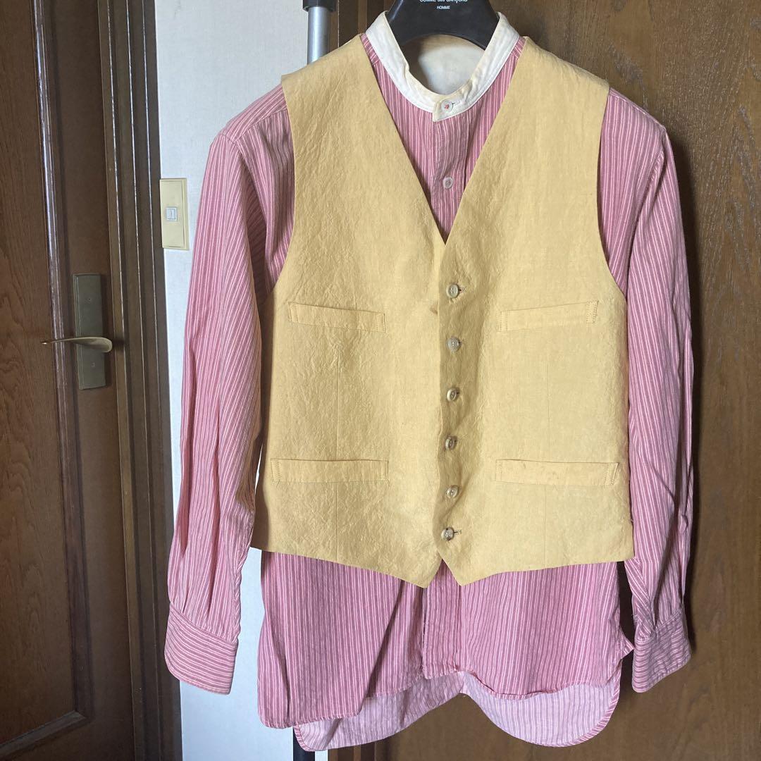 1990s archive Vintage ノーカラーシャツ＆ベスト 2点セット