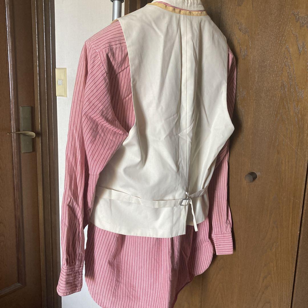 1990s archive Vintage ノーカラーシャツ＆ベスト 2点セット