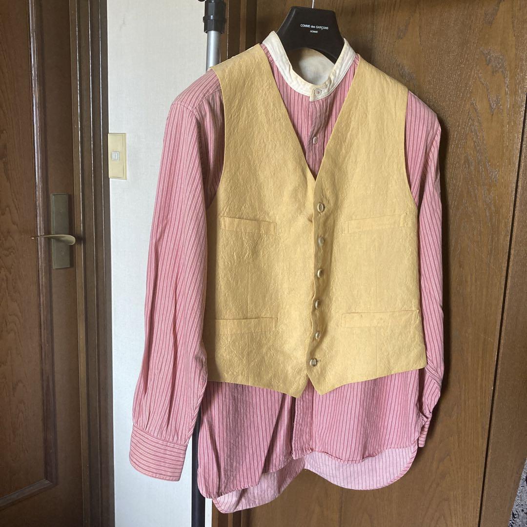 1990s archive Vintage ノーカラーシャツ＆ベスト 2点セット