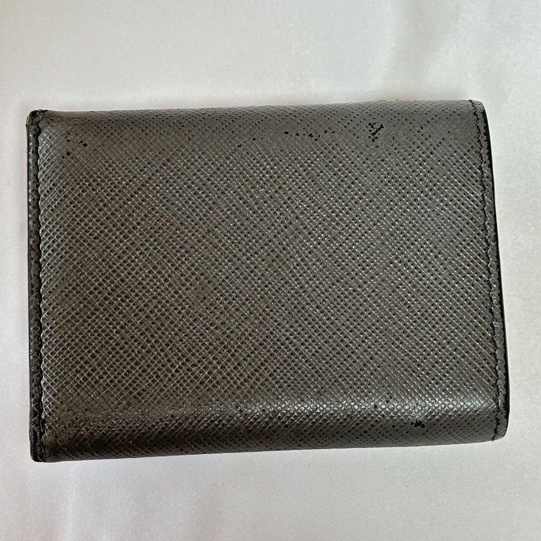 PRADA サフィアーノ 財布 グレー ピンク 使用感あり