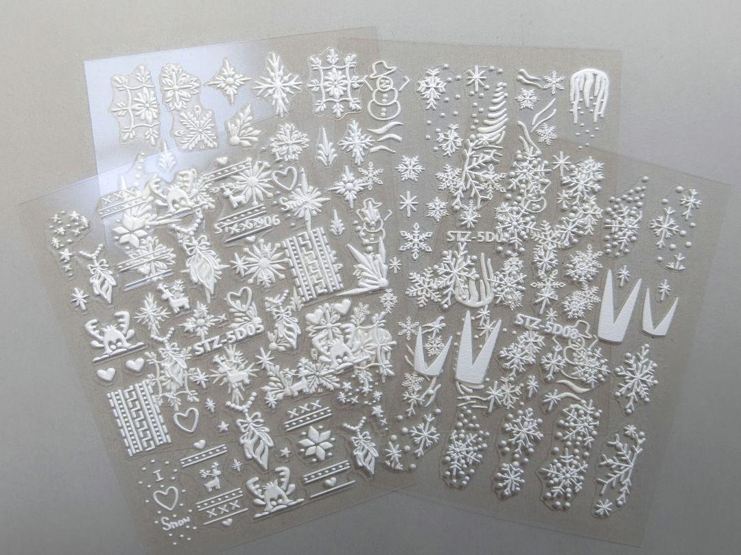 最終値下げ!!ネイルシール 4枚SET ホワイト クリスマス 白 雪 簡単 張る 最終値下げ!!ネイルシール 4枚SET ホワイト クリスマス 白 雪