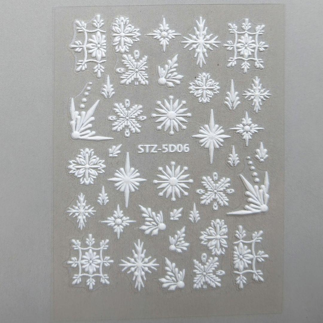 最終値下げ!!ネイルシール 4枚SET ホワイト クリスマス 白 雪 簡単 張る