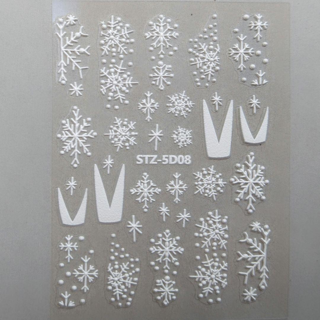 最終値下げ!!ネイルシール 4枚SET ホワイト クリスマス 白 雪 簡単 張る