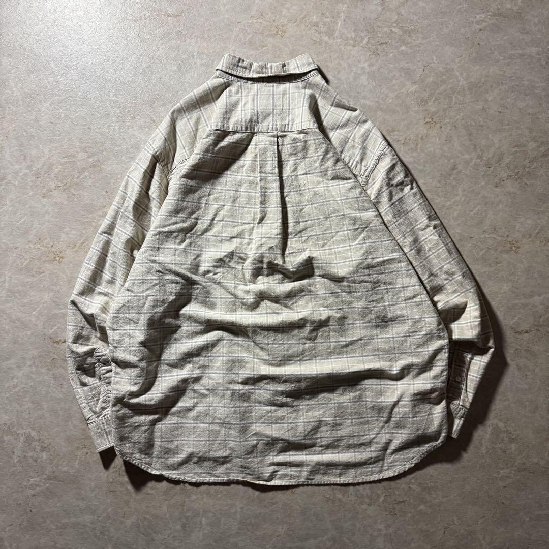 90s EddieBauer BDチェックシャツXLベージュCBOYグランパ美品 90s EddieBauer BDチェックシャツXLベージュCBOYグランパ美品