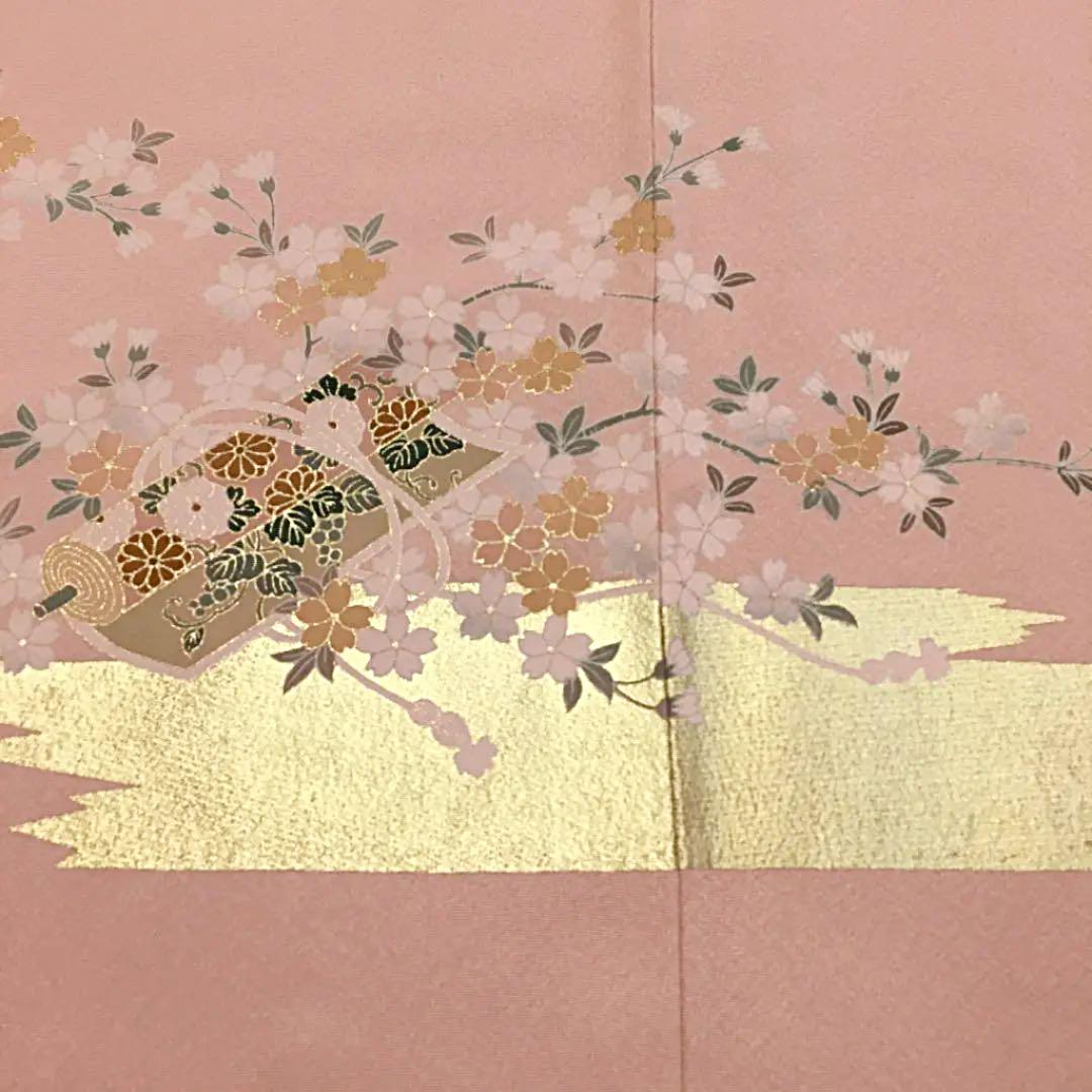 作家物 金彩 友禅 花に枝 紋なし 訪問着 正絹 AK-5489 着物・浴衣
