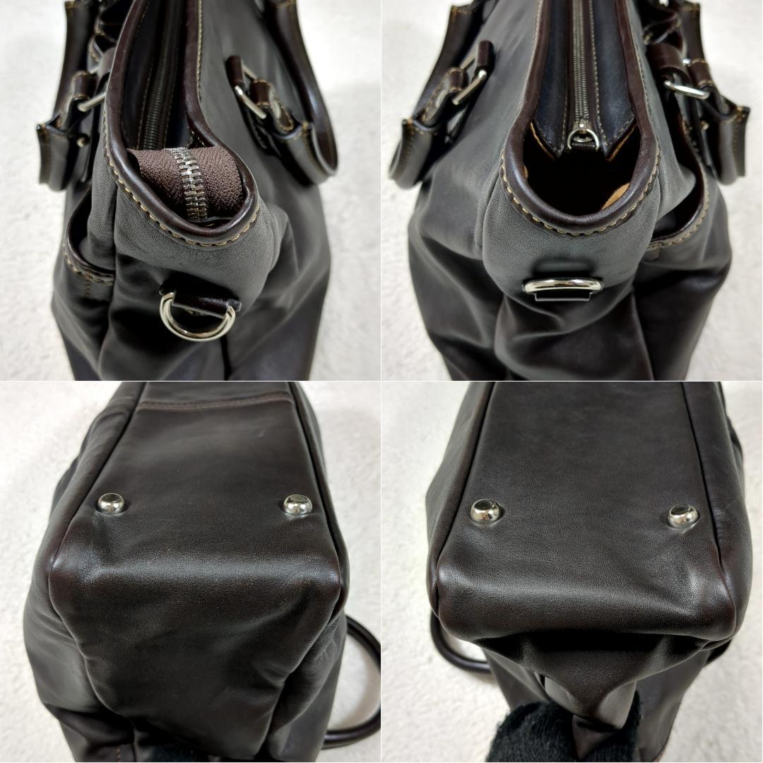 ステファノマーノ ビジネスバッグ 2way レザー A4収納 ダークブラウン