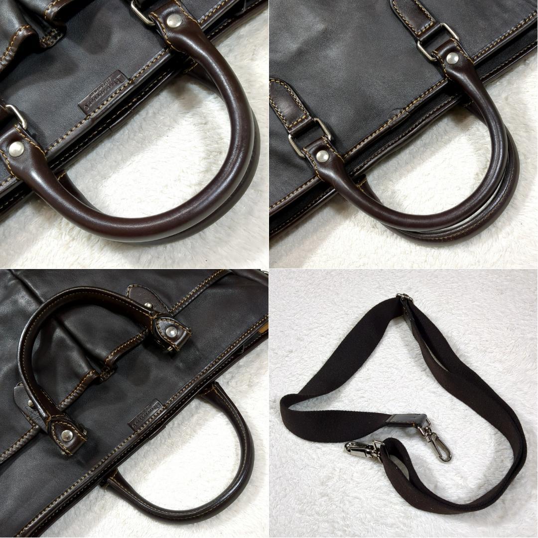 ステファノマーノ ビジネスバッグ 2way レザー A4収納 ダークブラウン