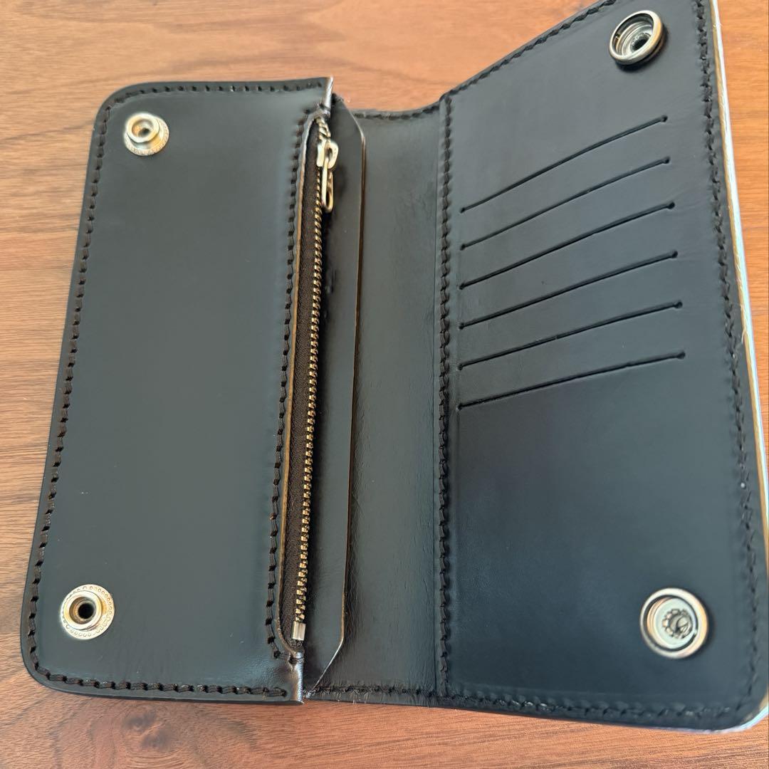 【訳アリ格安品】ターコイズ　フラワー スタッズ　サドルレザーウォレット　財布