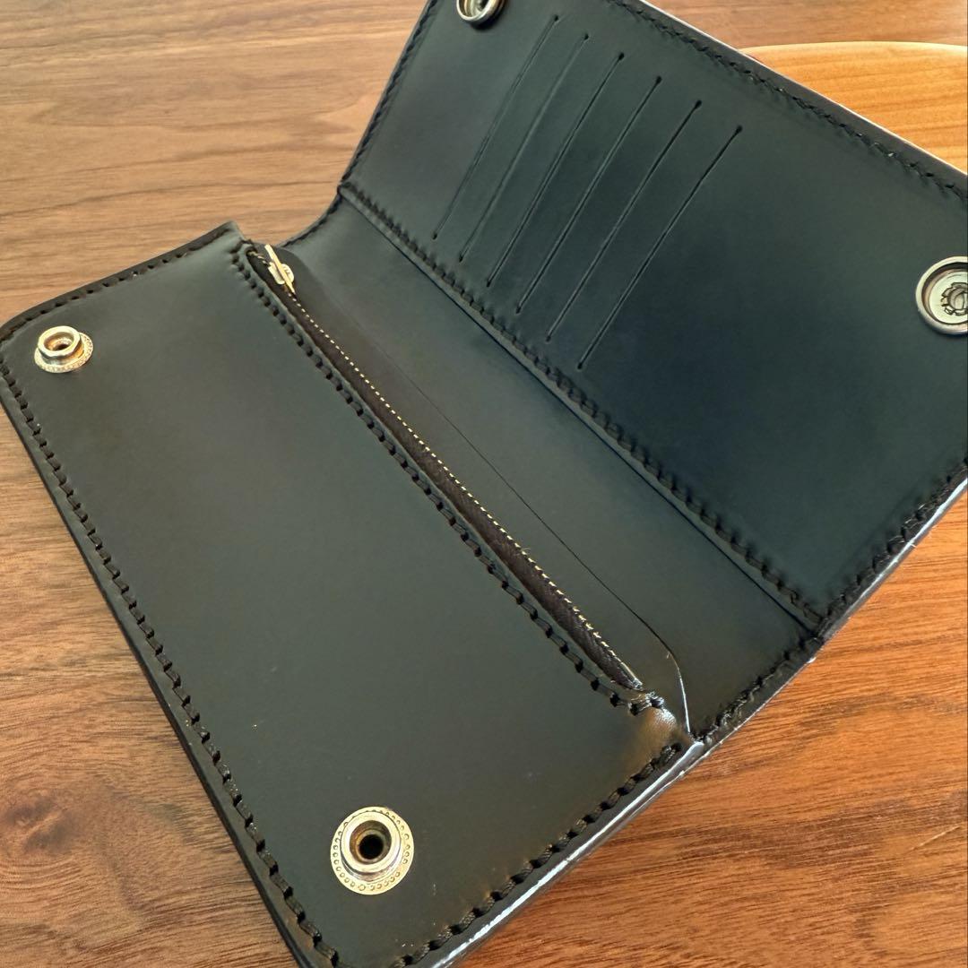 【訳アリ格安品】ターコイズ　フラワー スタッズ　サドルレザーウォレット　財布