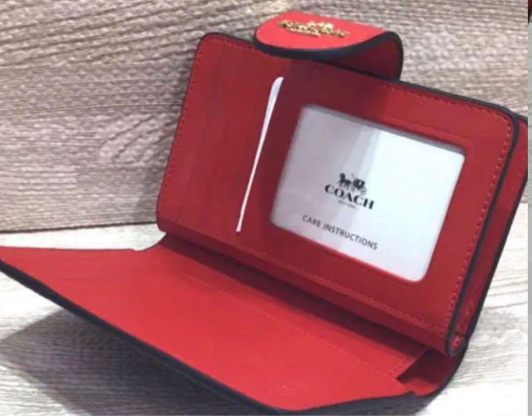 新品未使用 COACH レザー レッド 折り財布 レディース 6439