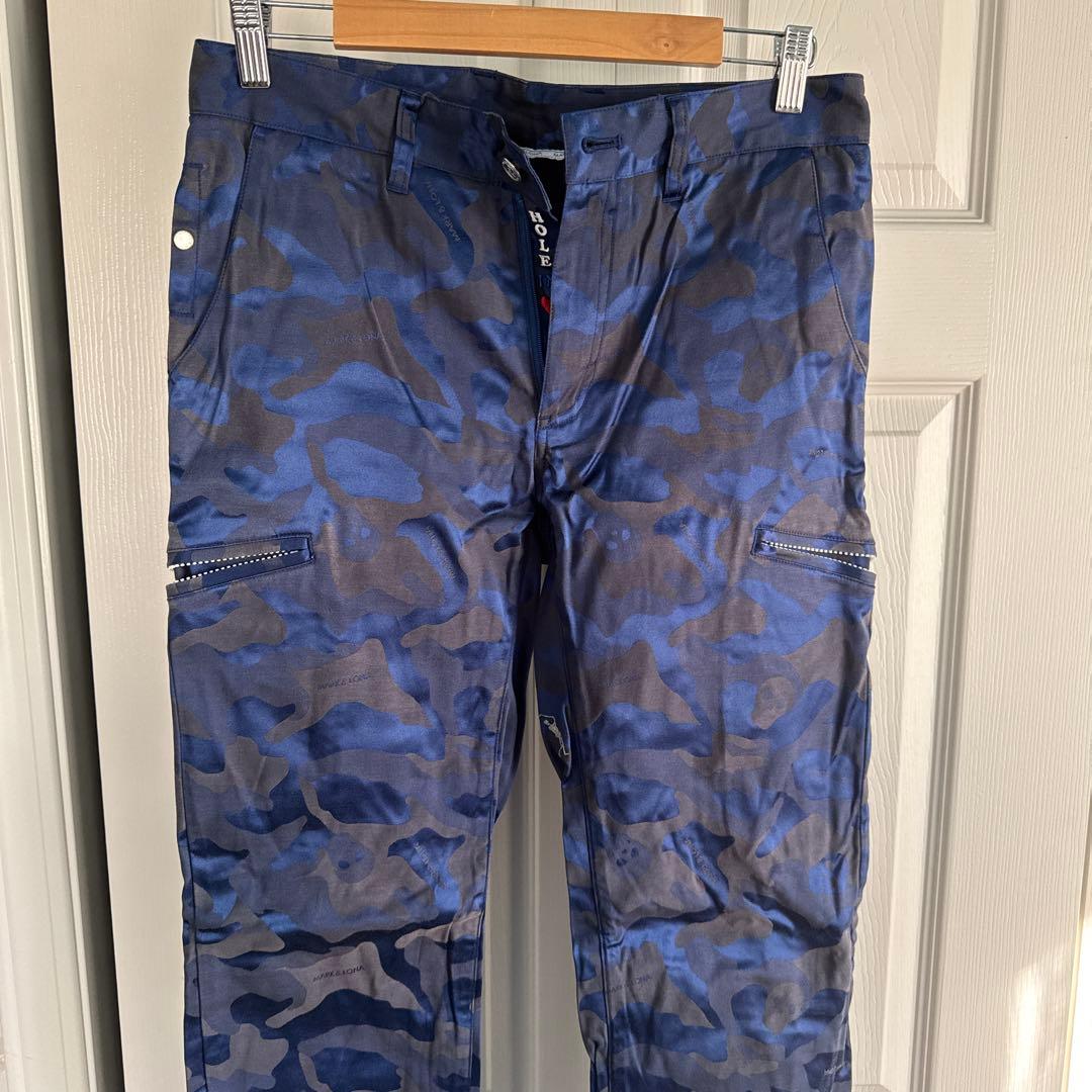 青色迷彩 ジッパーポケット付きパンツM