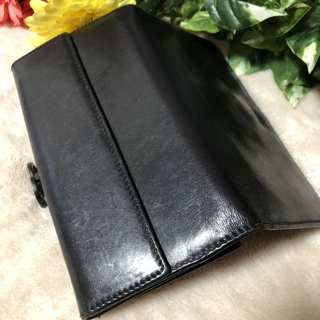 レア✨ グッチ GUCCI レザー 長財布 黒 ブラックGGロゴ クリップ