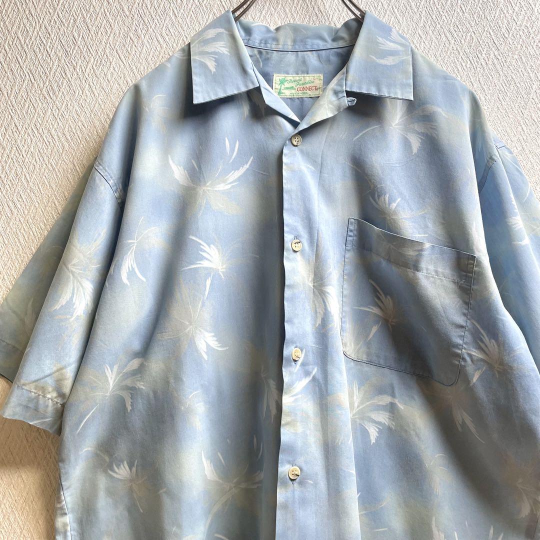 古着 レトロ シャツ 総柄 柄シャツ 開襟 オープンカラー アロハシャツ 半袖