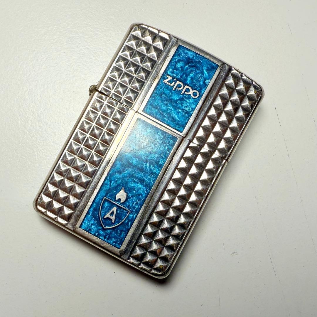 アーマーZippo 2004年製 ダイヤカット ターコイズ