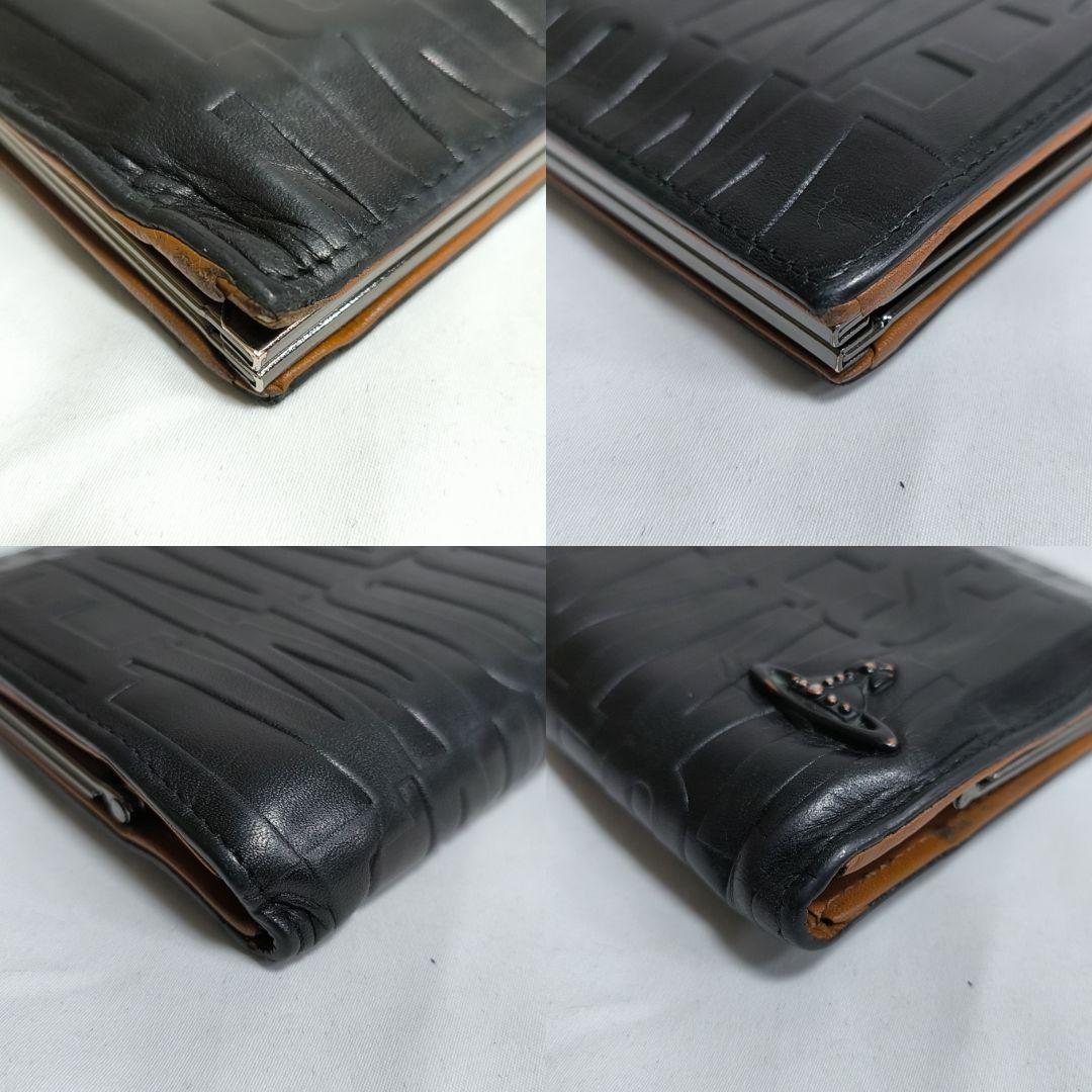 ヴィヴィアンウエストウッド　がまぐち　ビッグロゴ型押しレザー　総柄　長財布