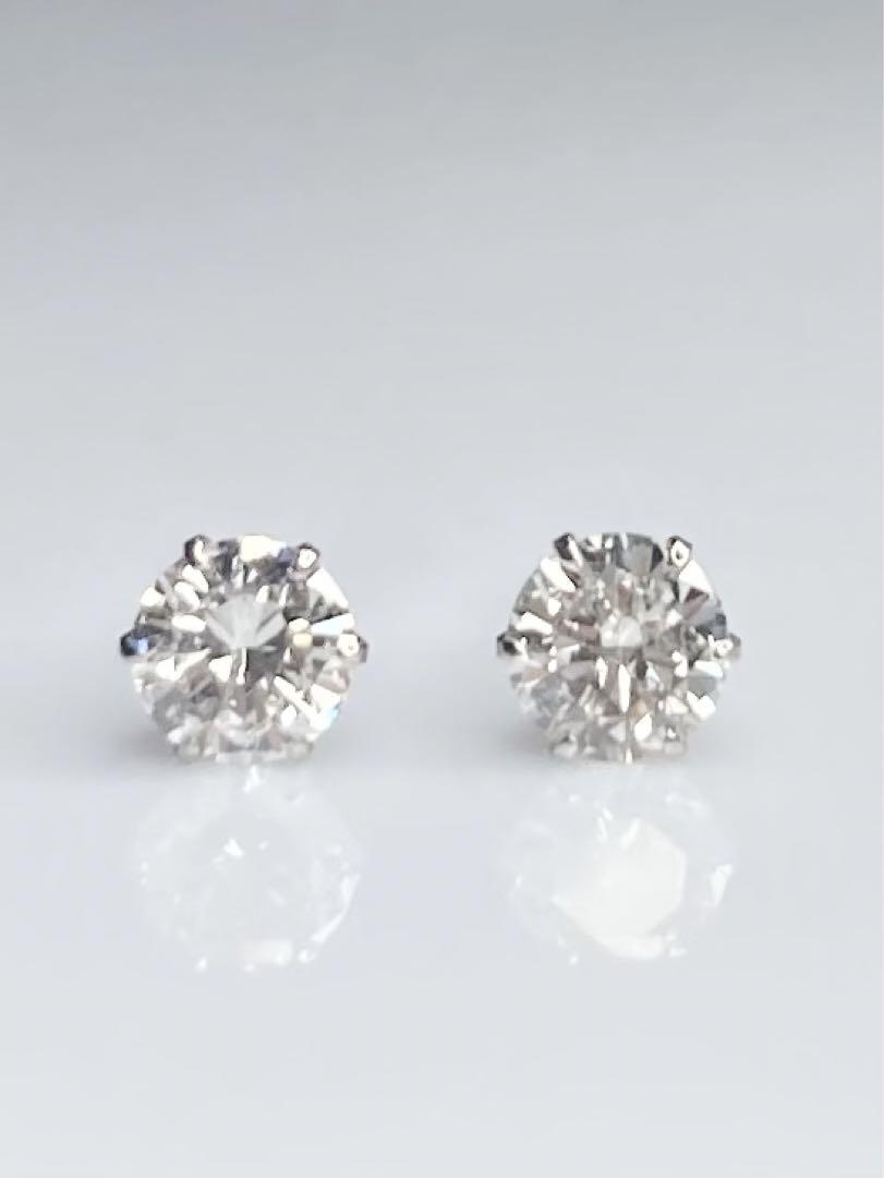 PT天然ダイヤピアス鑑定書付 計０.８ct ＤSI１ＥＸH&C