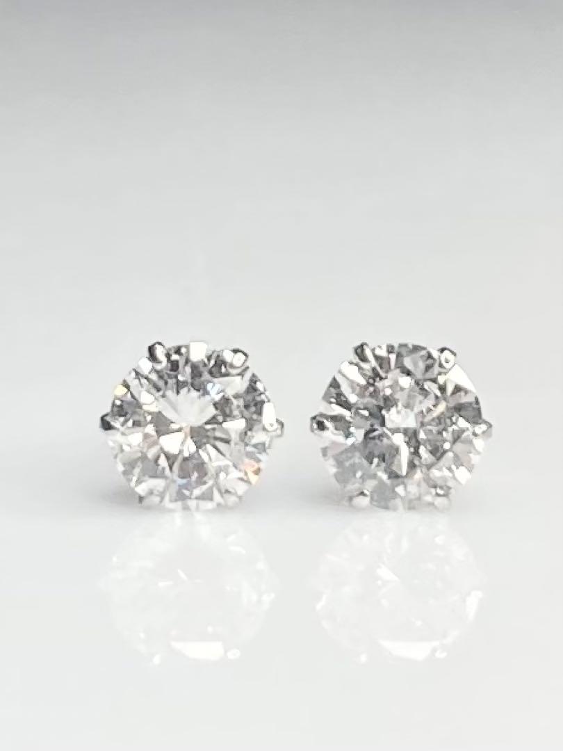 PT天然ダイヤピアス鑑定書付 計０.８ct ＤSI１ＥＸH&C